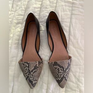 Madewell Embossed Leather D’Orsay Lydia Flats Snake Python size 11
